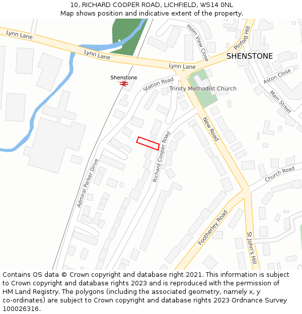 10, RICHARD COOPER ROAD, LICHFIELD, WS14 0NL: Location map and indicative extent of plot