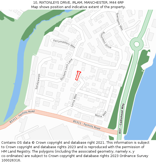 10, RIXTONLEYS DRIVE, IRLAM, MANCHESTER, M44 6RP: Location map and indicative extent of plot