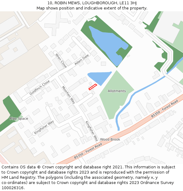 10, ROBIN MEWS, LOUGHBOROUGH, LE11 3HJ: Location map and indicative extent of plot