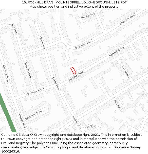 10, ROCKHILL DRIVE, MOUNTSORREL, LOUGHBOROUGH, LE12 7DT: Location map and indicative extent of plot