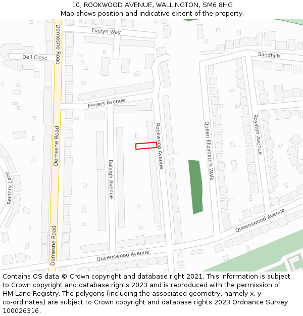 10, ROOKWOOD AVENUE, WALLINGTON, SM6 8HG: Location map and indicative extent of plot