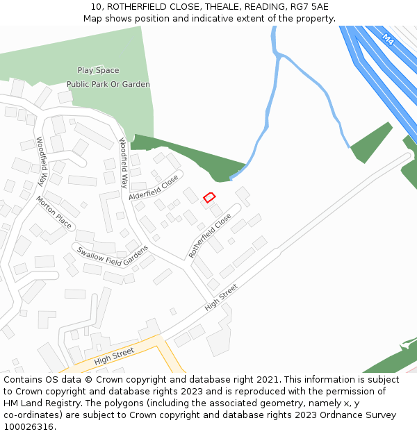 10, ROTHERFIELD CLOSE, THEALE, READING, RG7 5AE: Location map and indicative extent of plot