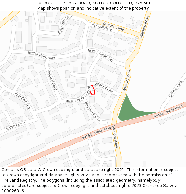 10, ROUGHLEY FARM ROAD, SUTTON COLDFIELD, B75 5RT: Location map and indicative extent of plot