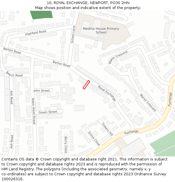 10, ROYAL EXCHANGE, NEWPORT, PO30 2HN: Location map and indicative extent of plot