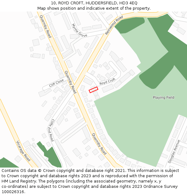 10, ROYD CROFT, HUDDERSFIELD, HD3 4EQ: Location map and indicative extent of plot