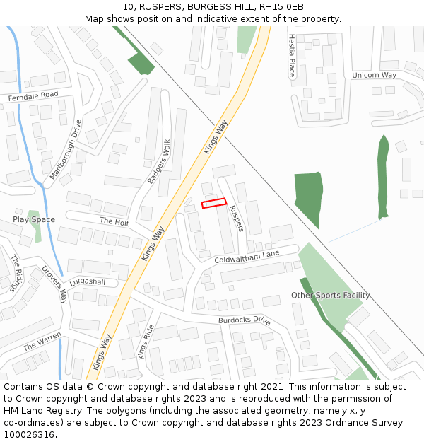 10, RUSPERS, BURGESS HILL, RH15 0EB: Location map and indicative extent of plot