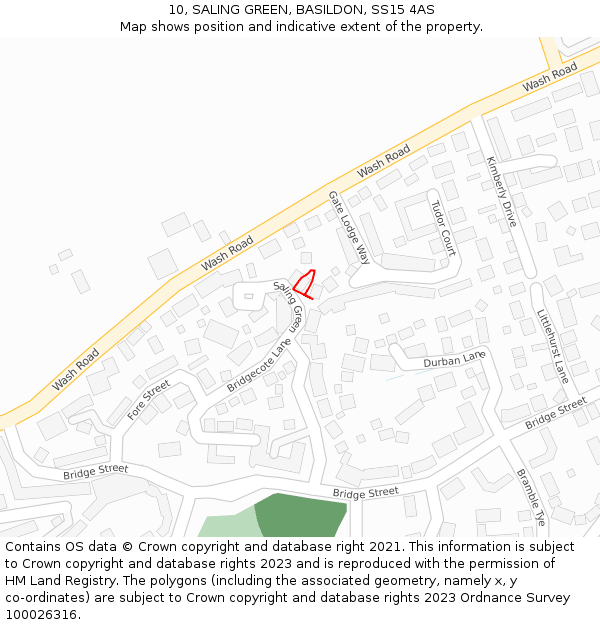 10, SALING GREEN, BASILDON, SS15 4AS: Location map and indicative extent of plot