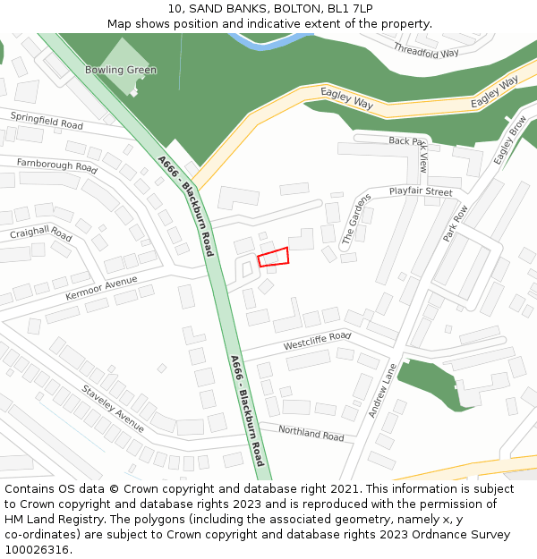 10, SAND BANKS, BOLTON, BL1 7LP: Location map and indicative extent of plot