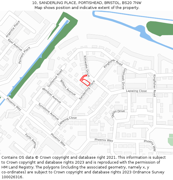 10, SANDERLING PLACE, PORTISHEAD, BRISTOL, BS20 7NW: Location map and indicative extent of plot