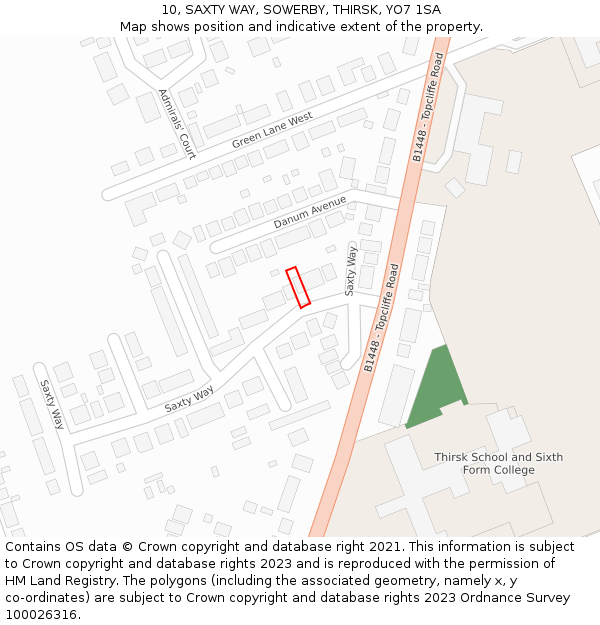 10, SAXTY WAY, SOWERBY, THIRSK, YO7 1SA: Location map and indicative extent of plot