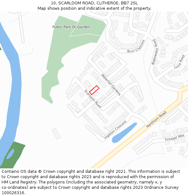 10, SCARLOOM ROAD, CLITHEROE, BB7 2SL: Location map and indicative extent of plot