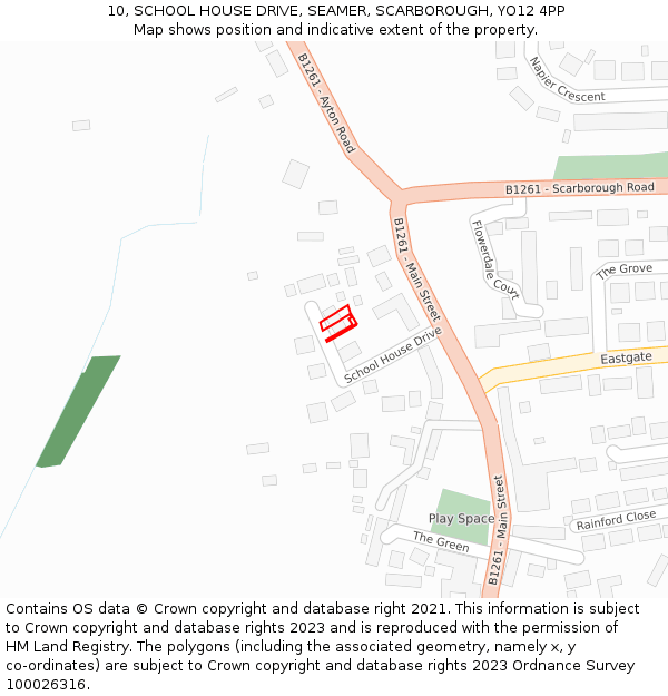 10, SCHOOL HOUSE DRIVE, SEAMER, SCARBOROUGH, YO12 4PP: Location map and indicative extent of plot