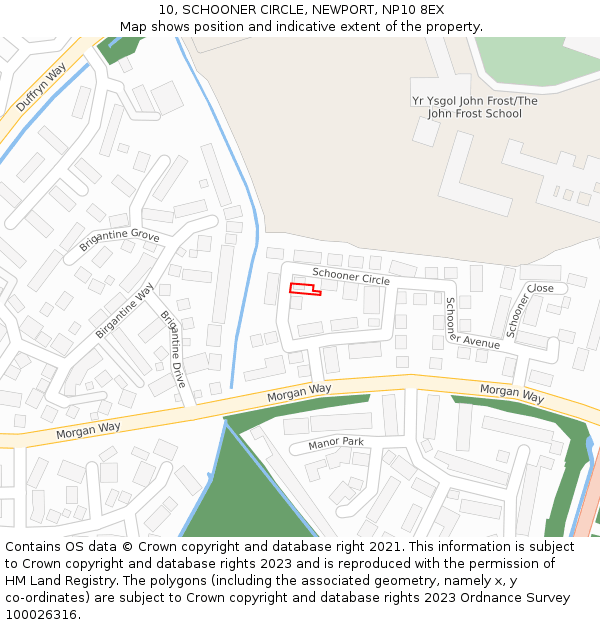10, SCHOONER CIRCLE, NEWPORT, NP10 8EX: Location map and indicative extent of plot
