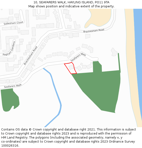 10, SEAFARERS WALK, HAYLING ISLAND, PO11 9TA: Location map and indicative extent of plot