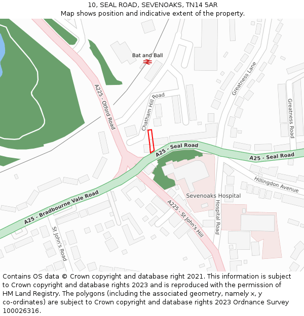 10, SEAL ROAD, SEVENOAKS, TN14 5AR: Location map and indicative extent of plot