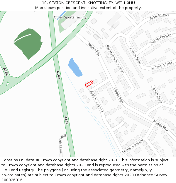 10, SEATON CRESCENT, KNOTTINGLEY, WF11 0HU: Location map and indicative extent of plot