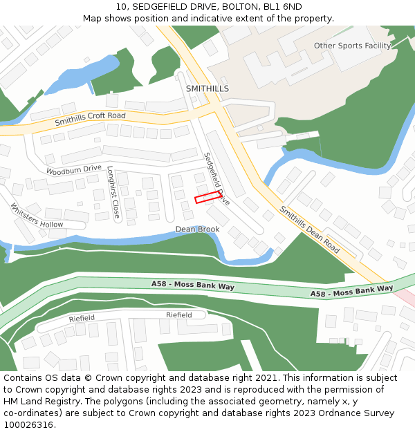 10, SEDGEFIELD DRIVE, BOLTON, BL1 6ND: Location map and indicative extent of plot