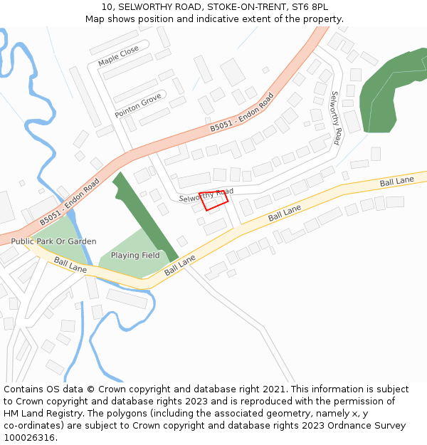 10, SELWORTHY ROAD, STOKE-ON-TRENT, ST6 8PL: Location map and indicative extent of plot