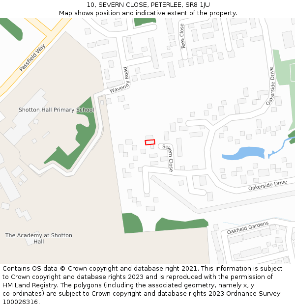 10, SEVERN CLOSE, PETERLEE, SR8 1JU: Location map and indicative extent of plot