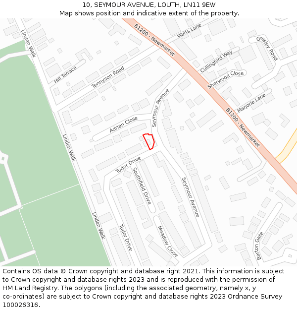 10, SEYMOUR AVENUE, LOUTH, LN11 9EW: Location map and indicative extent of plot