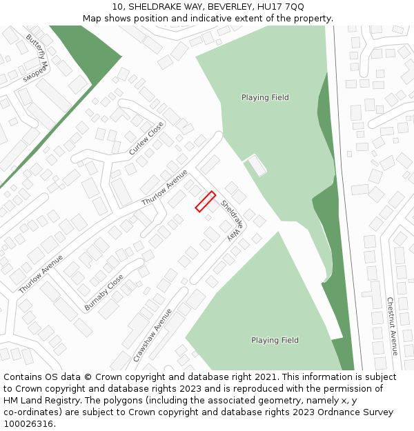10, SHELDRAKE WAY, BEVERLEY, HU17 7QQ: Location map and indicative extent of plot