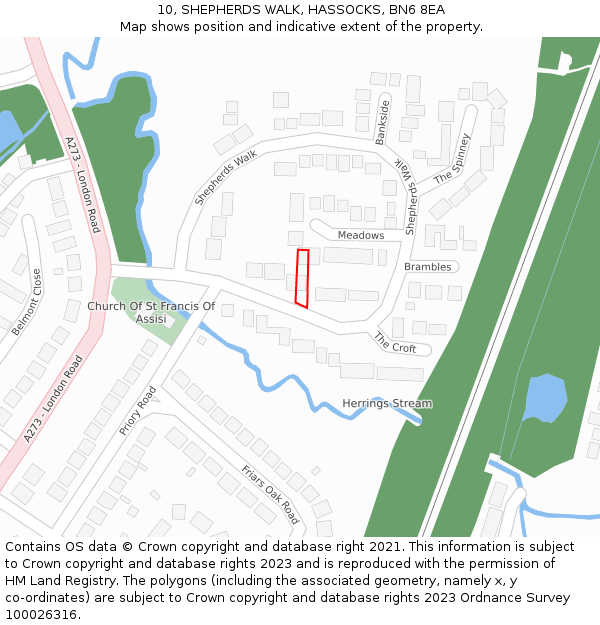 10, SHEPHERDS WALK, HASSOCKS, BN6 8EA: Location map and indicative extent of plot