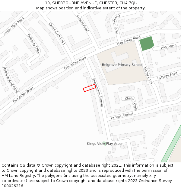 10, SHERBOURNE AVENUE, CHESTER, CH4 7QU: Location map and indicative extent of plot