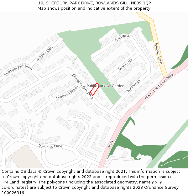 10, SHERBURN PARK DRIVE, ROWLANDS GILL, NE39 1QP: Location map and indicative extent of plot