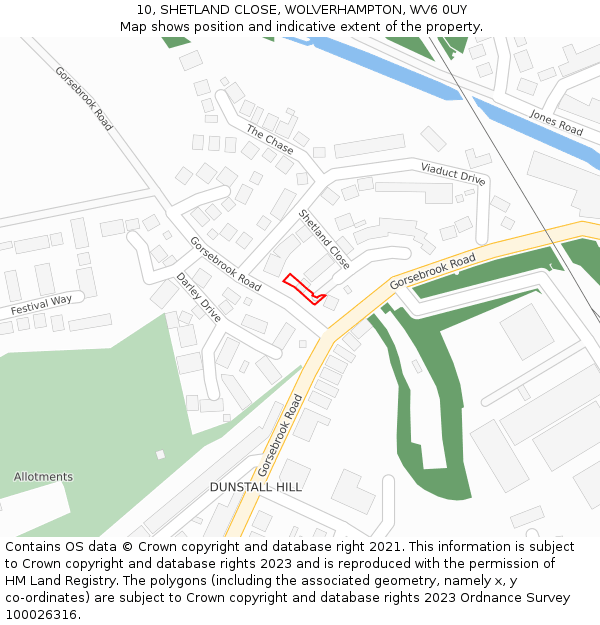 10, SHETLAND CLOSE, WOLVERHAMPTON, WV6 0UY: Location map and indicative extent of plot