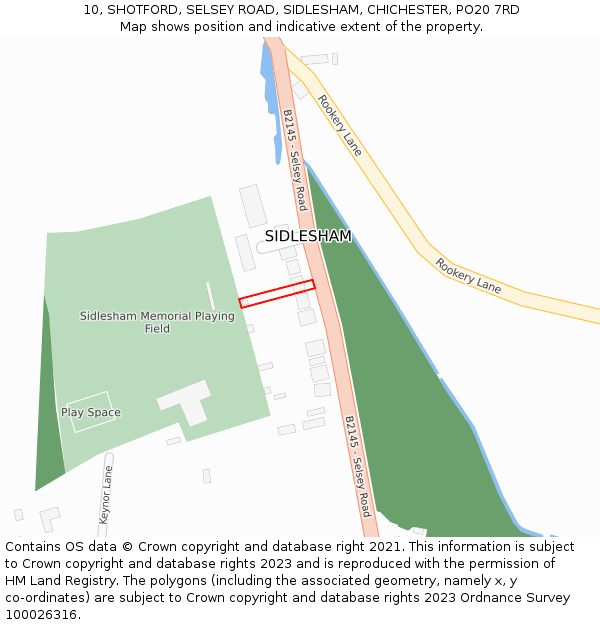 10, SHOTFORD, SELSEY ROAD, SIDLESHAM, CHICHESTER, PO20 7RD: Location map and indicative extent of plot