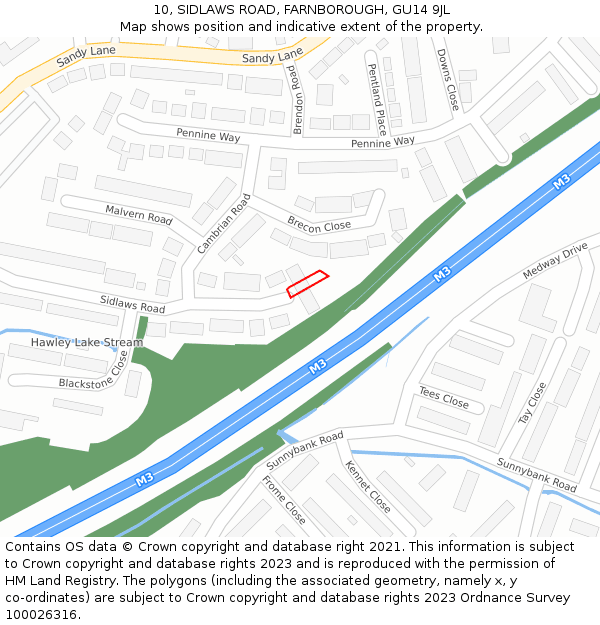 10, SIDLAWS ROAD, FARNBOROUGH, GU14 9JL: Location map and indicative extent of plot