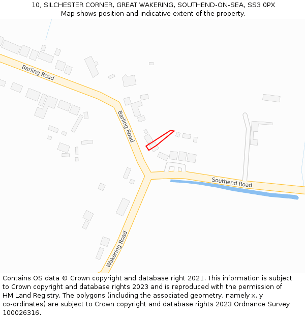 10, SILCHESTER CORNER, GREAT WAKERING, SOUTHEND-ON-SEA, SS3 0PX: Location map and indicative extent of plot