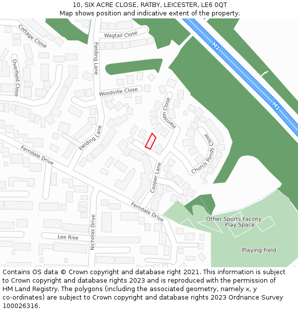10, SIX ACRE CLOSE, RATBY, LEICESTER, LE6 0QT: Location map and indicative extent of plot