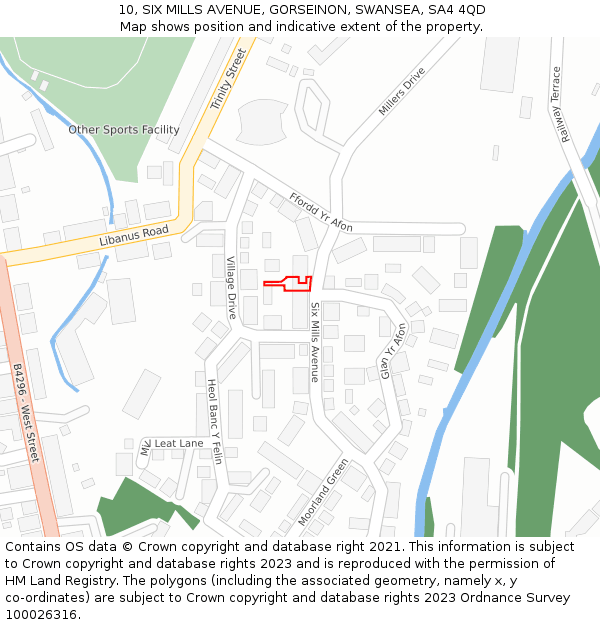 10, SIX MILLS AVENUE, GORSEINON, SWANSEA, SA4 4QD: Location map and indicative extent of plot