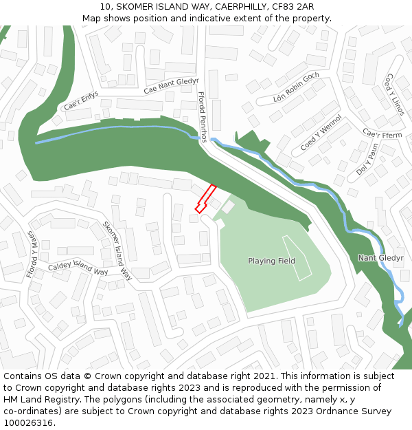 10, SKOMER ISLAND WAY, CAERPHILLY, CF83 2AR: Location map and indicative extent of plot