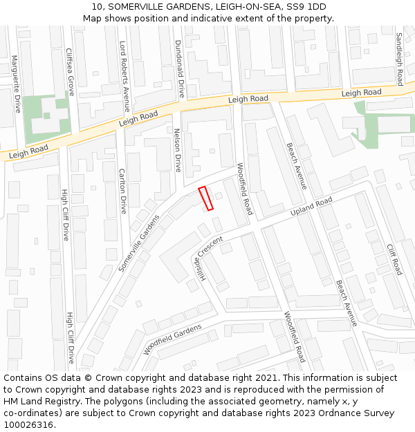 10, SOMERVILLE GARDENS, LEIGH-ON-SEA, SS9 1DD: Location map and indicative extent of plot
