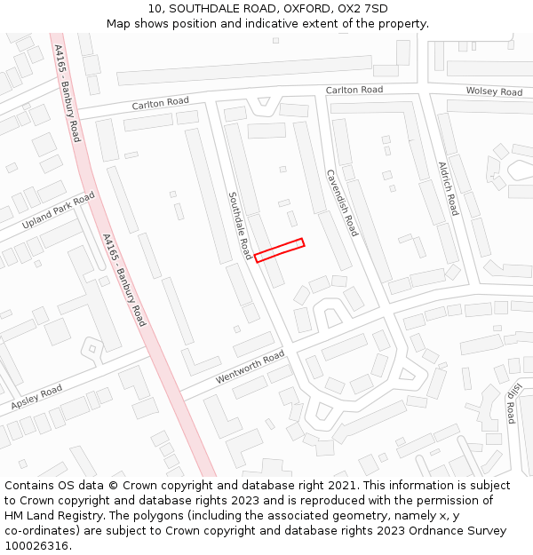 10, SOUTHDALE ROAD, OXFORD, OX2 7SD: Location map and indicative extent of plot