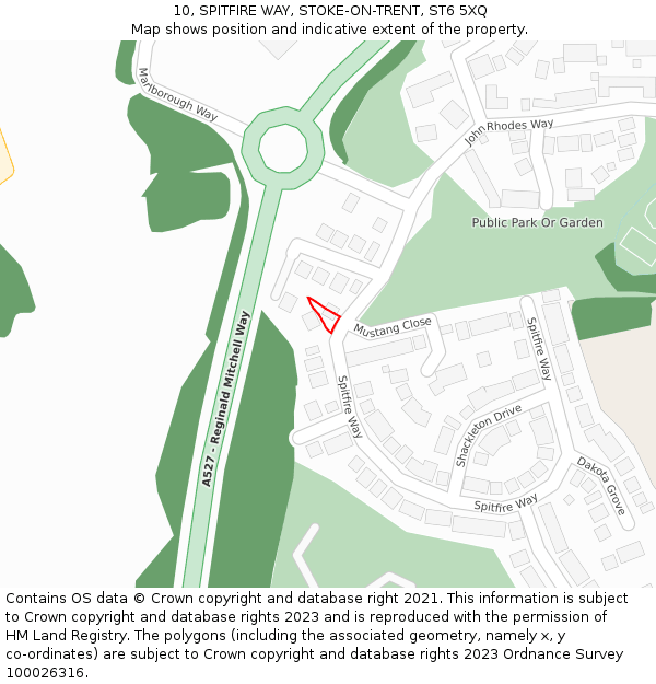 10, SPITFIRE WAY, STOKE-ON-TRENT, ST6 5XQ: Location map and indicative extent of plot