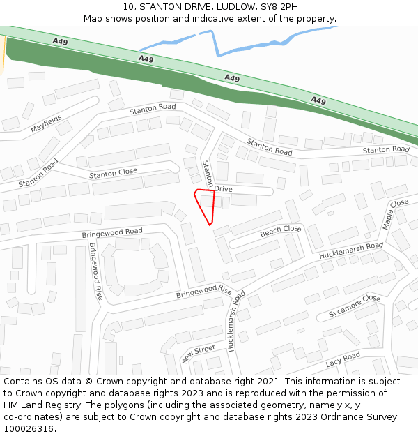 10, STANTON DRIVE, LUDLOW, SY8 2PH: Location map and indicative extent of plot