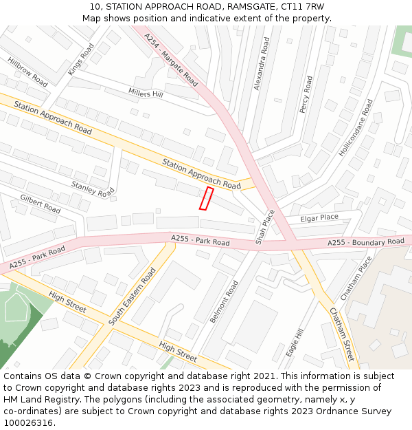10, STATION APPROACH ROAD, RAMSGATE, CT11 7RW: Location map and indicative extent of plot