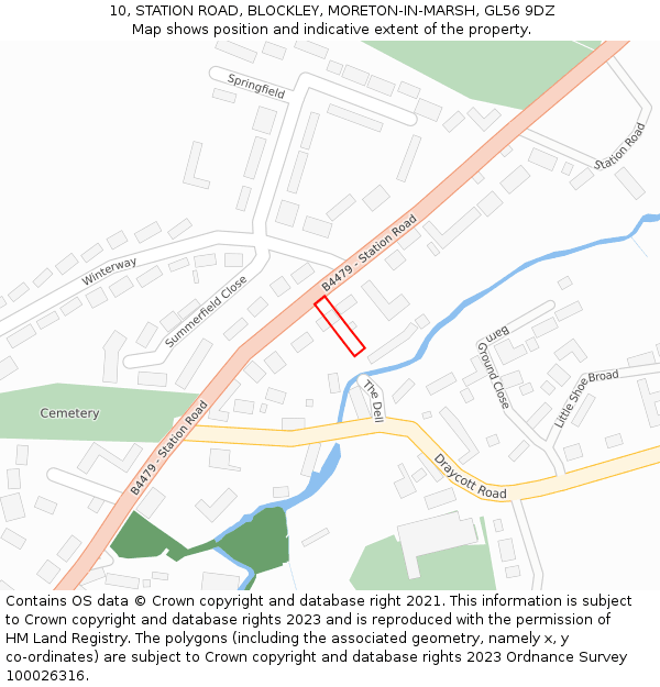 10, STATION ROAD, BLOCKLEY, MORETON-IN-MARSH, GL56 9DZ: Location map and indicative extent of plot