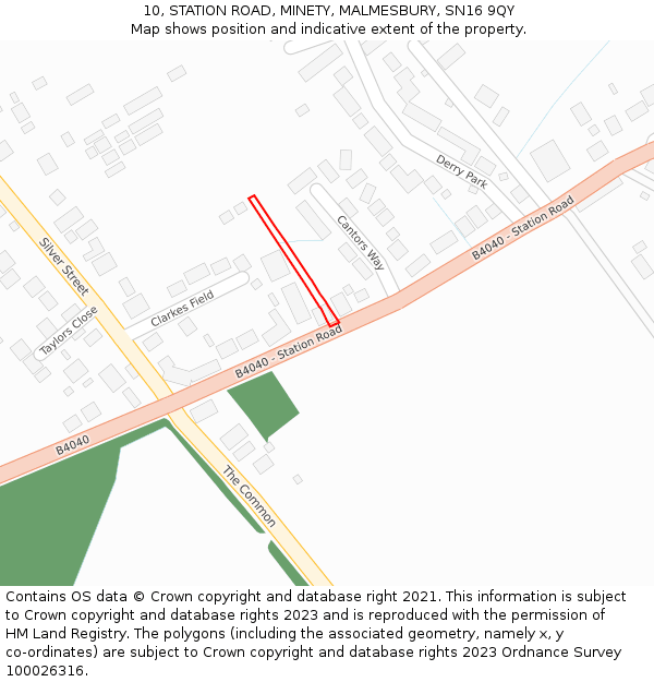 10, STATION ROAD, MINETY, MALMESBURY, SN16 9QY: Location map and indicative extent of plot