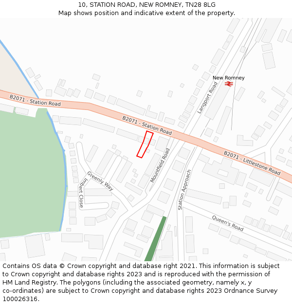 10, STATION ROAD, NEW ROMNEY, TN28 8LG: Location map and indicative extent of plot