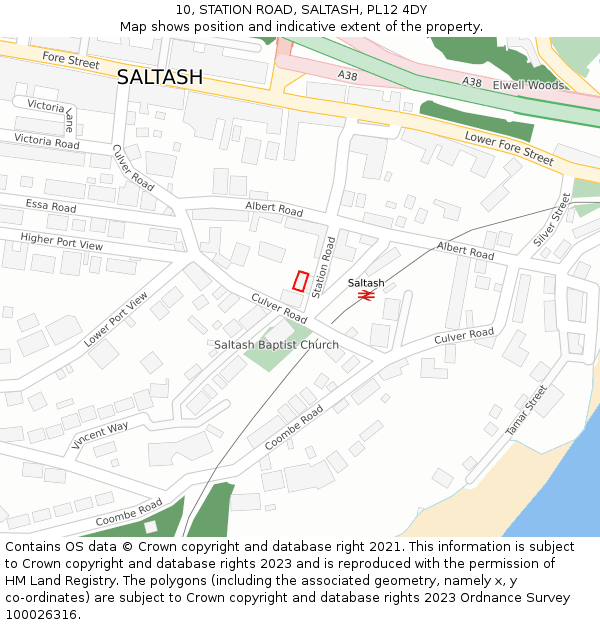 10, STATION ROAD, SALTASH, PL12 4DY: Location map and indicative extent of plot