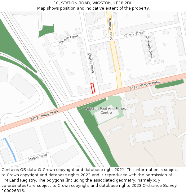 10, STATION ROAD, WIGSTON, LE18 2DH: Location map and indicative extent of plot