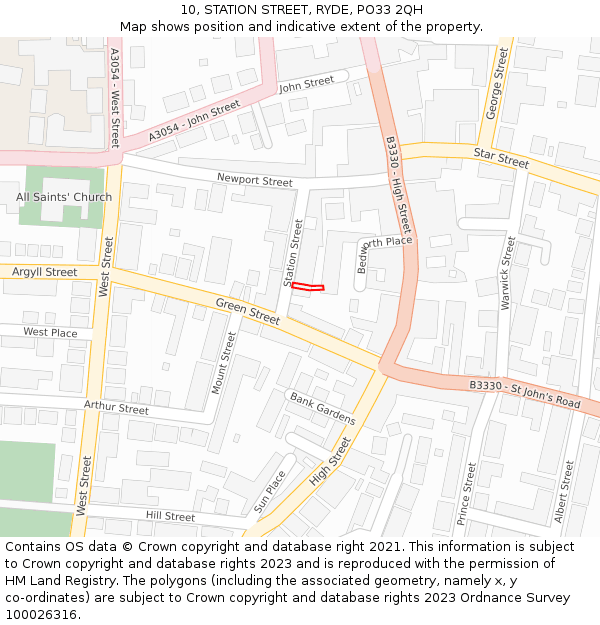 10, STATION STREET, RYDE, PO33 2QH: Location map and indicative extent of plot