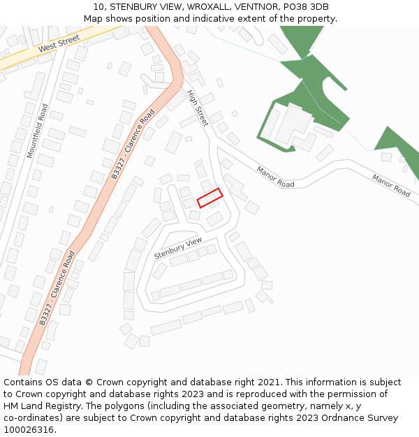 10, STENBURY VIEW, WROXALL, VENTNOR, PO38 3DB: Location map and indicative extent of plot