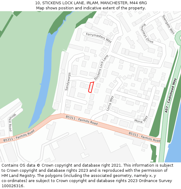 10, STICKENS LOCK LANE, IRLAM, MANCHESTER, M44 6RG: Location map and indicative extent of plot