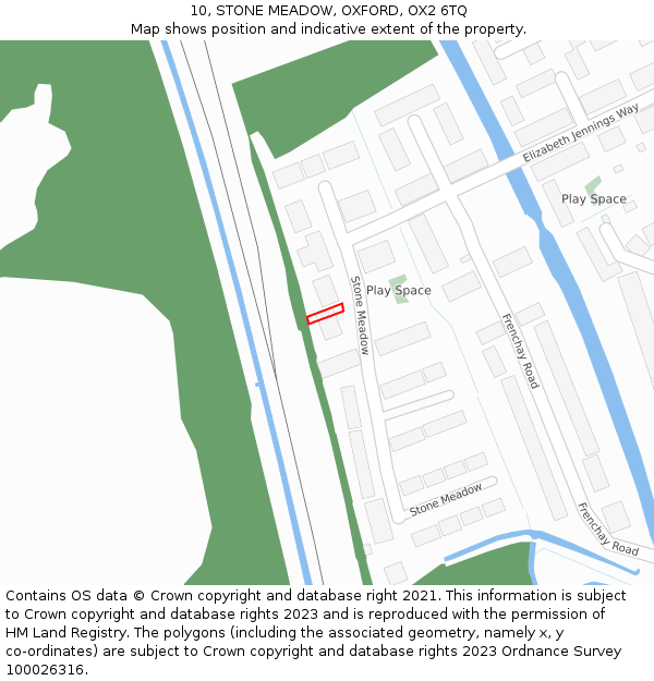 10, STONE MEADOW, OXFORD, OX2 6TQ: Location map and indicative extent of plot