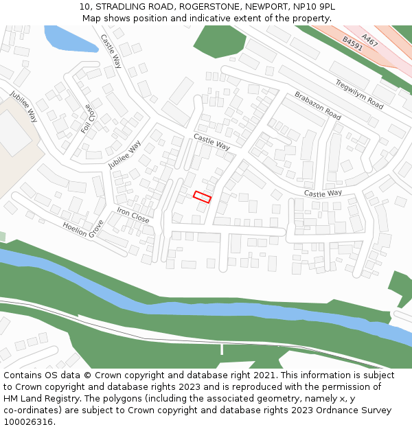 10, STRADLING ROAD, ROGERSTONE, NEWPORT, NP10 9PL: Location map and indicative extent of plot